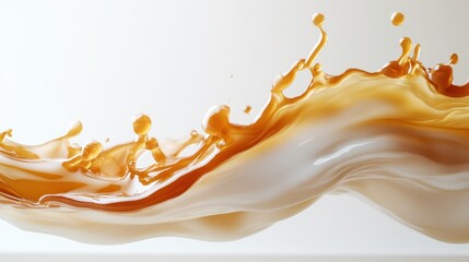 Dynamic splash of creamy liquid creating an artistic wave against a soft white background