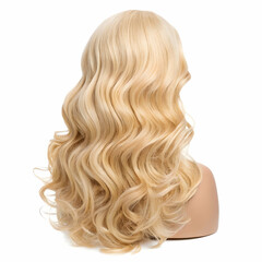 Fototapeta premium Blonde hair wig on a white isolated background