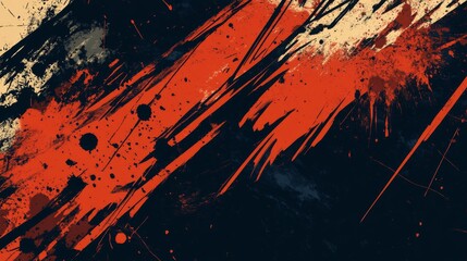 Dynamic abstract painting with bold red and black brushstrokes