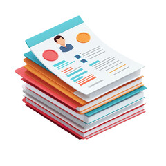 Modern Resume Stack with Transparent Background, PNG