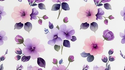 Seamless colorful Floral Pattern on White Background
