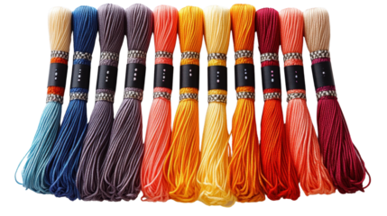 Colorful embroidery threads, white isolate background