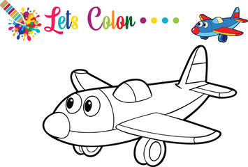 Cute Airplane Coloring Page for Kids Printable Activity for Preschool Learning