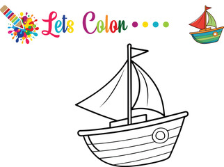 Cute Sailboat Coloring Page for Kids Printable Activity for Preschool Learning