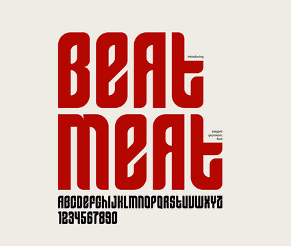 Geometric condensed sans serif typeface, vector tall and massive simple minimal font, poster and advertising letters and numbers alphabet for logos headers or slogans.