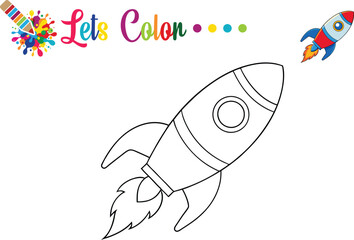 Cute Rocket Coloring Page for Kids Printable Activity for Preschool Learning