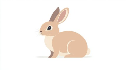 Obraz premium Cute cartoon bunny with brown ears sitting on white background