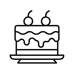 cake icon, cake line art - simple line art of cake, perfect for cake logos and icons