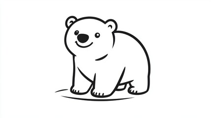 Cute cartoon polar bear illustration with happy expression