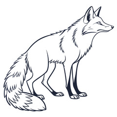 a clean sharp outline of a fox with a small train silhouette line art