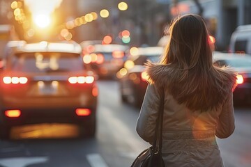An irresponsible driver endangering a pedestrian by using a mobile phone