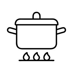 cooking pot icon, cooking pot line art - simple line art of cooking pot, perfect for cooking pot logos and icons