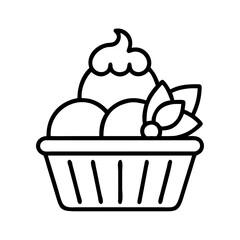 dessert icon, dessert line art - simple line art of dessert, perfect for dessert logos and icons