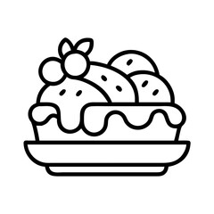 dessert icon, dessert line art - simple line art of dessert, perfect for dessert logos and icons