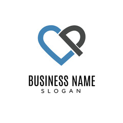 cp initials logo design. CP initials logo template in the shape of a heart.