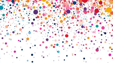 Colorful abstract dots pattern on white background with various sizes and colors