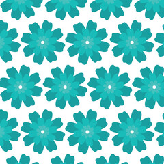 Cool teal floral mandala pattern with symmetry