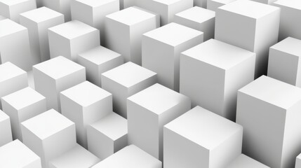 Abstract geometric 3d white cubes pattern in modern symmetry
