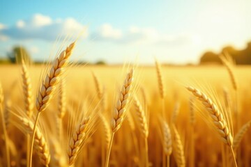 Gentle breeze rustling through the tall stalks of golden wheat or oats in a sunlit field, oats,