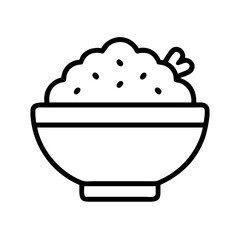 rice bowl icon, rice bowl line art - simple line art of rice bowl, perfect for rice bowl logos and icons