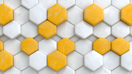 Abstract white and yellow hexagon pattern background