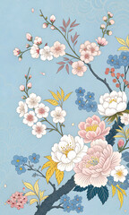 seamless pattern with cherry blossom
