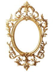 Golden ornate frame, white isolate background