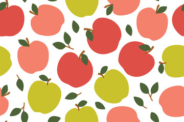seamless apples pattern, nature, fruit background vector illustration