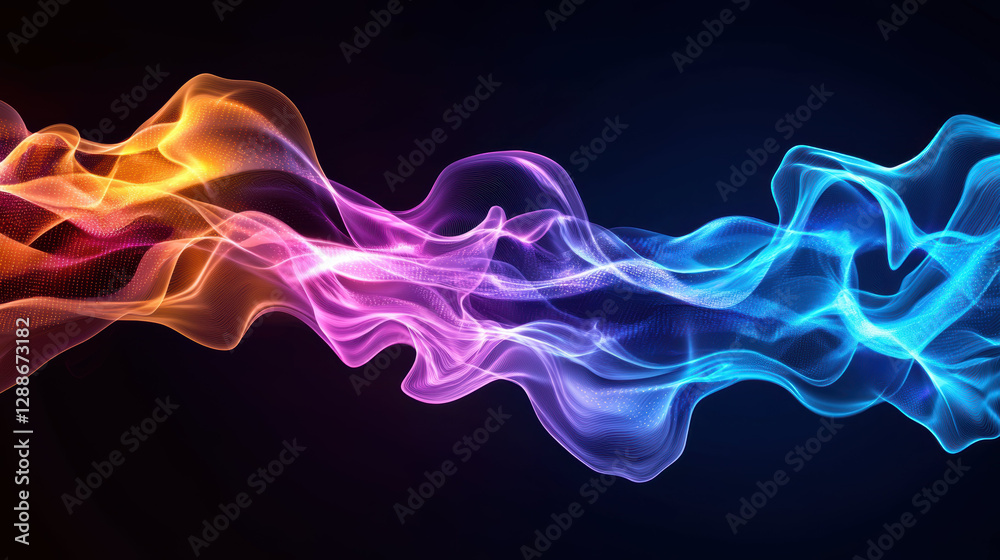 Poster colorful flowing waves of light creating dynamic visual effect