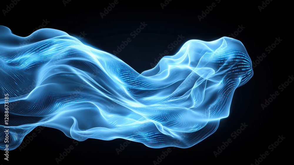 Poster flowing currents of light creating dynamic and ethereal wave effect