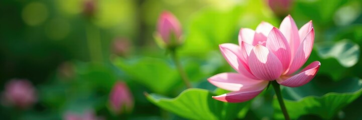 Soft petals unfolding amidst lush green foliage, summer, blooming