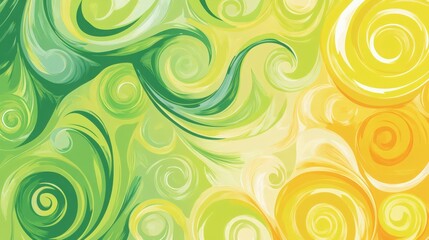 Fototapeta premium Swirling Abstract Background with Green and Yellow Organic Shapes