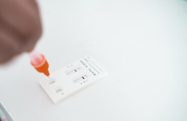 Covid -19 and Fly type A and B test. Making home express test for coronavirus and flu.