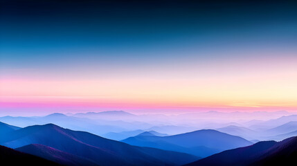 Obraz premium Serene Mountain Landscape at Sunrise with Blue Pink Hues
