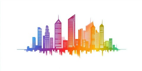 Fototapeta premium Minimalist pen line illustration of a silhouette of a city skyline panorama.