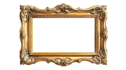 Ornate vintage gold picture frame isolated