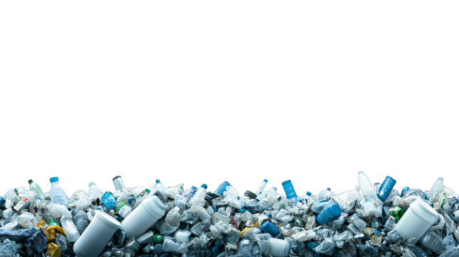 Overflowing trash pile, a mess of waste and clutter on the room floor
