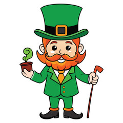 cartoon leprechaun cheerful expression bright vector