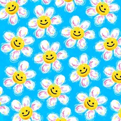 Smile White Flower with Color Twist Pattern Design