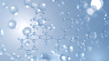 rolapitant molecular structure 3d, antiemetic agent structural chemical formula view from a microscope