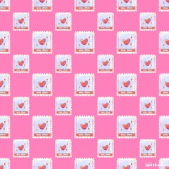 Love Pink Stamp Seamless Pattern Design