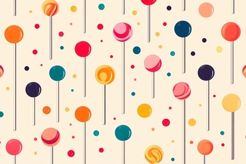 Colorful lollipop with a swirled design on a stick, bright and glossy candy illustration for sweet-themed designs, book illustration style