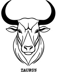 Taurus zodiac silhouette on a white background