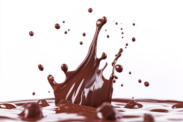 Abstract chocolate splash isolated on white background.