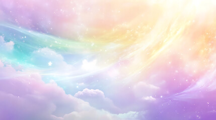 Fototapeta premium Abstract Pastel Sky With Clouds And Shimmering Light Displaying A Dreamy Fantasy Backdrop