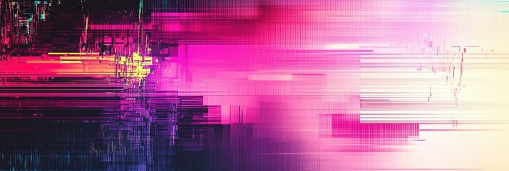 Abstract Digital Art Background With Pink Purple And Red Horizontal And Vertical Glitch Stripes