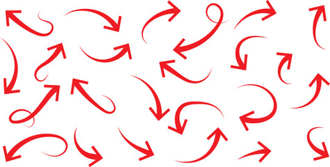 Set of simple lines hand drawn black arrows in various style. Set of simple of hand drawn black arrows. Set of simple lines hand drawn black arrows. Various of simple lines arrows collection