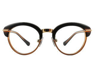 Stylish round glasses, white isolate background