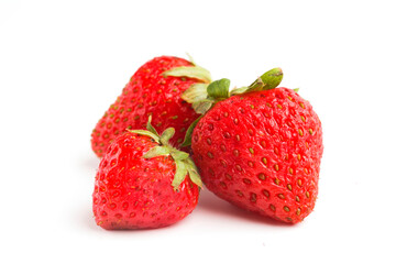 fresh strawberries on white background