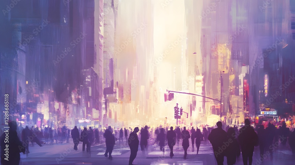 Aufkleber vibrant and fast paced city night scene featuring illuminated skyscrapers crowded streets and a live
